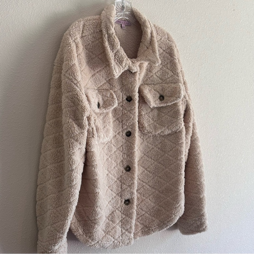 Crave Fame Women's Tan Teddy Jacket Size Large - Picture 2 of 7